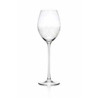 Csipke mintás, kézzel készült kristály esküvői pezsgős pohár