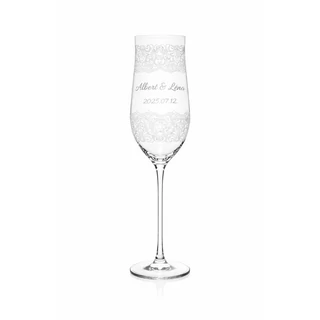 Halimba Lace Balance gravírozott esküvői pezsgőspohár csipke mintával